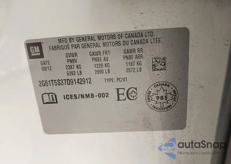 2013 Cadillac Xts Premium from USA, damaged, VIN 2G61T5S37D9142912